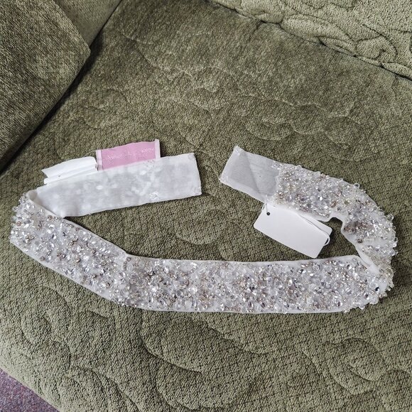 Bridal Dress Belt Ivory Rhinestone Crystal Size 16 - Picture 1 of 5
